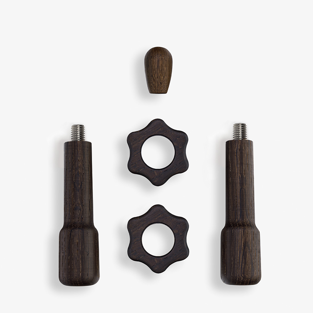 Wiedemann Griffset Classic Drehräder Universal Raeuchereichenholz Umbausatz