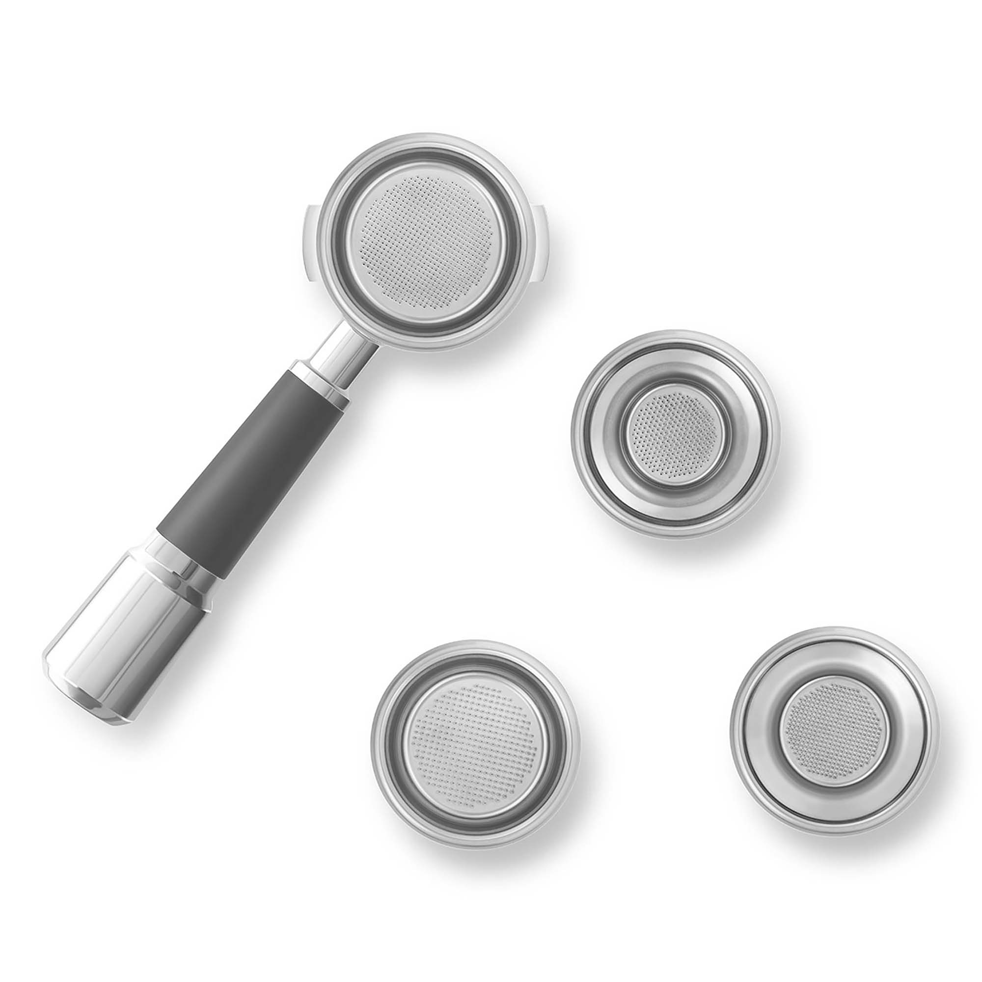 SMEG Mini Pro Espressomaschine Detailansicht Siebträger und Siebeinsätze