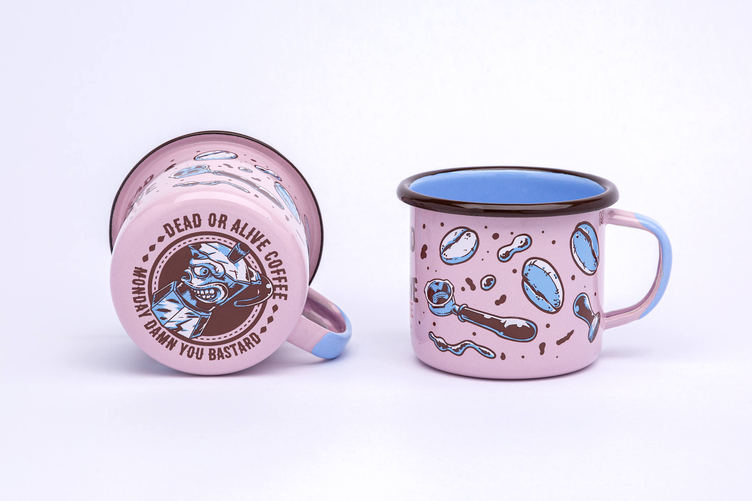 Dead or Alive Coffee Mug 350ml Pink Edition - Marcos Cabrera Seitenansicht und Boden
