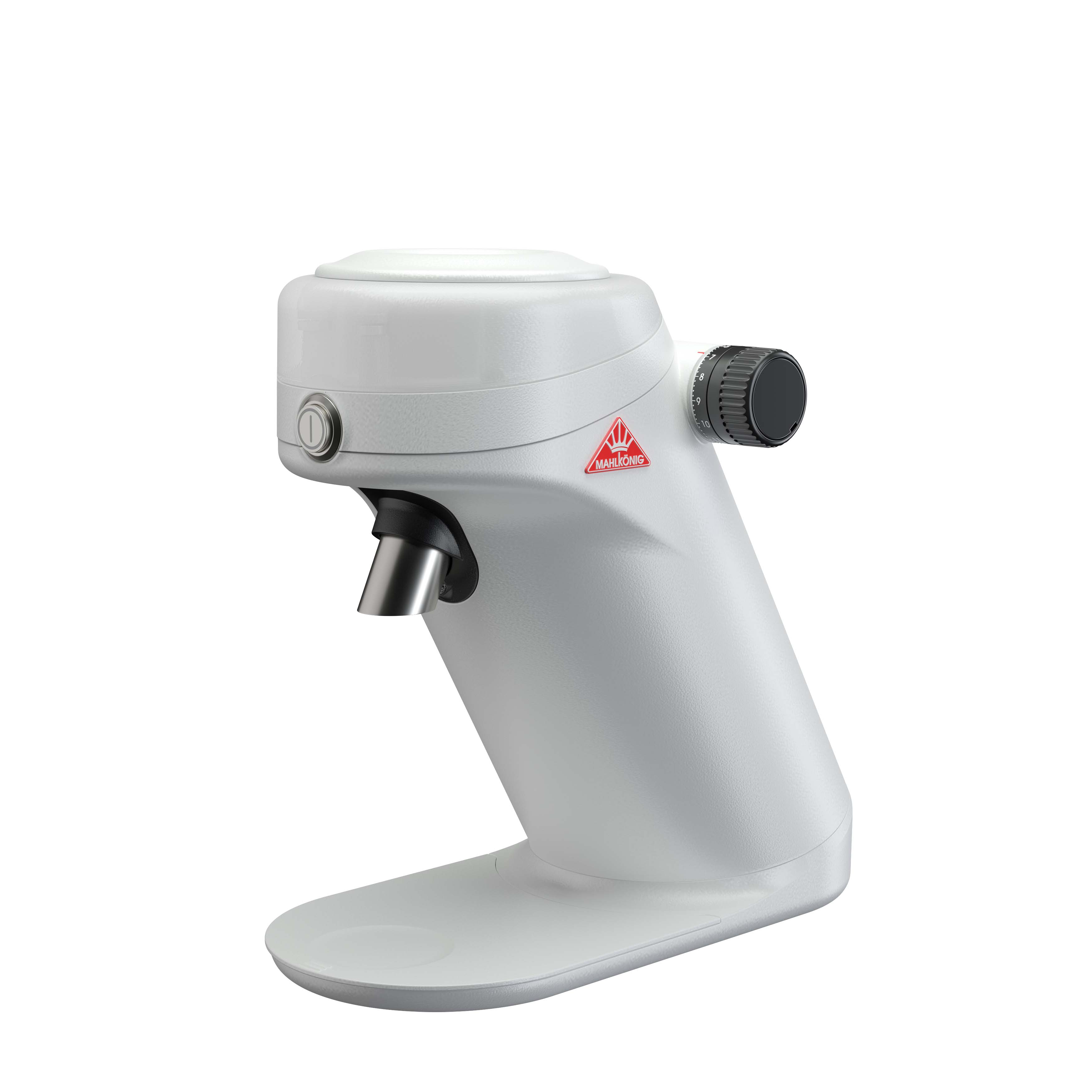 Mahlkönig X64SD Single Dose Kaffeemühle Weiss mit Anti Popcorning Schrägansicht