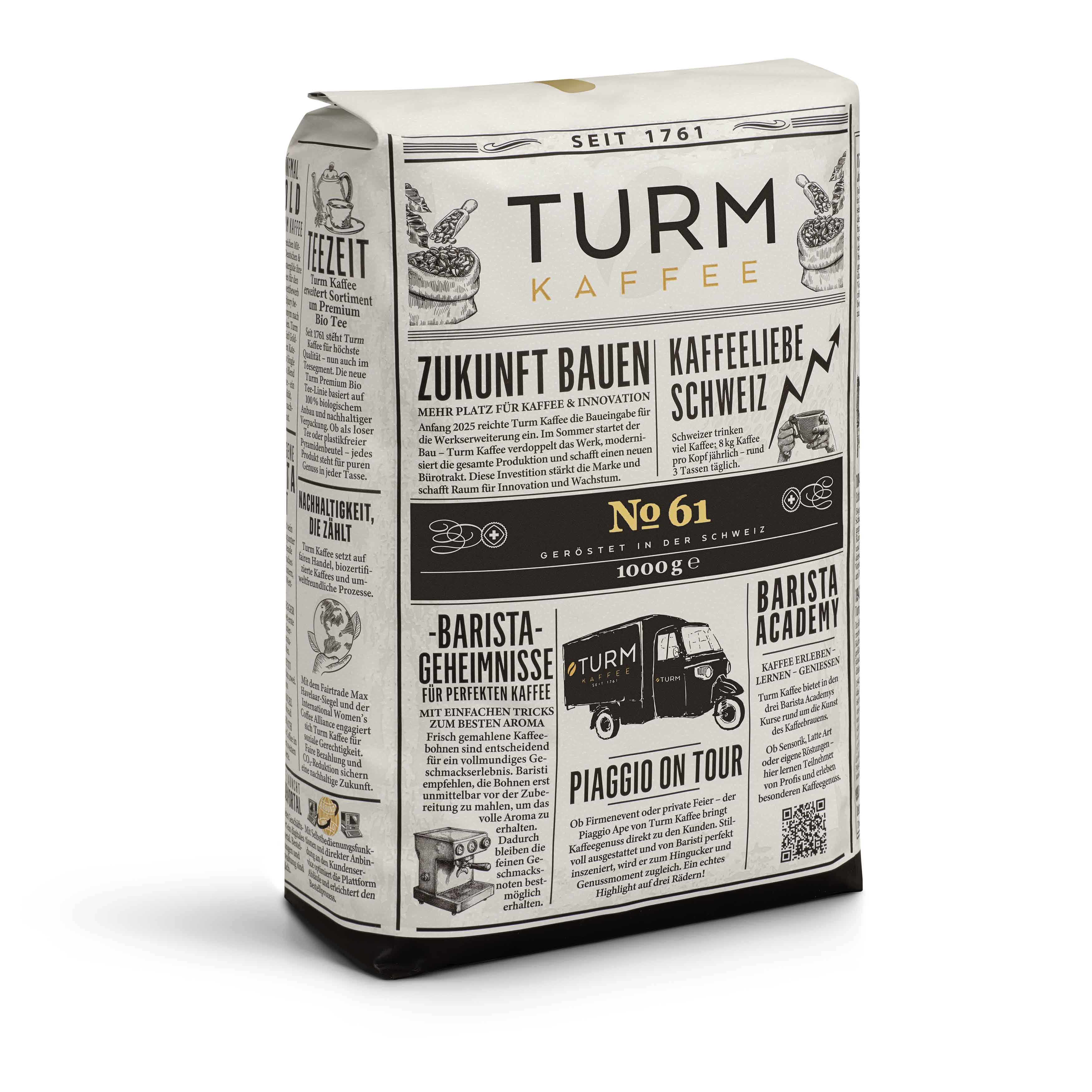 Turm Kaffee Gazzetta Espresso No.61 1kg Schrägansicht
