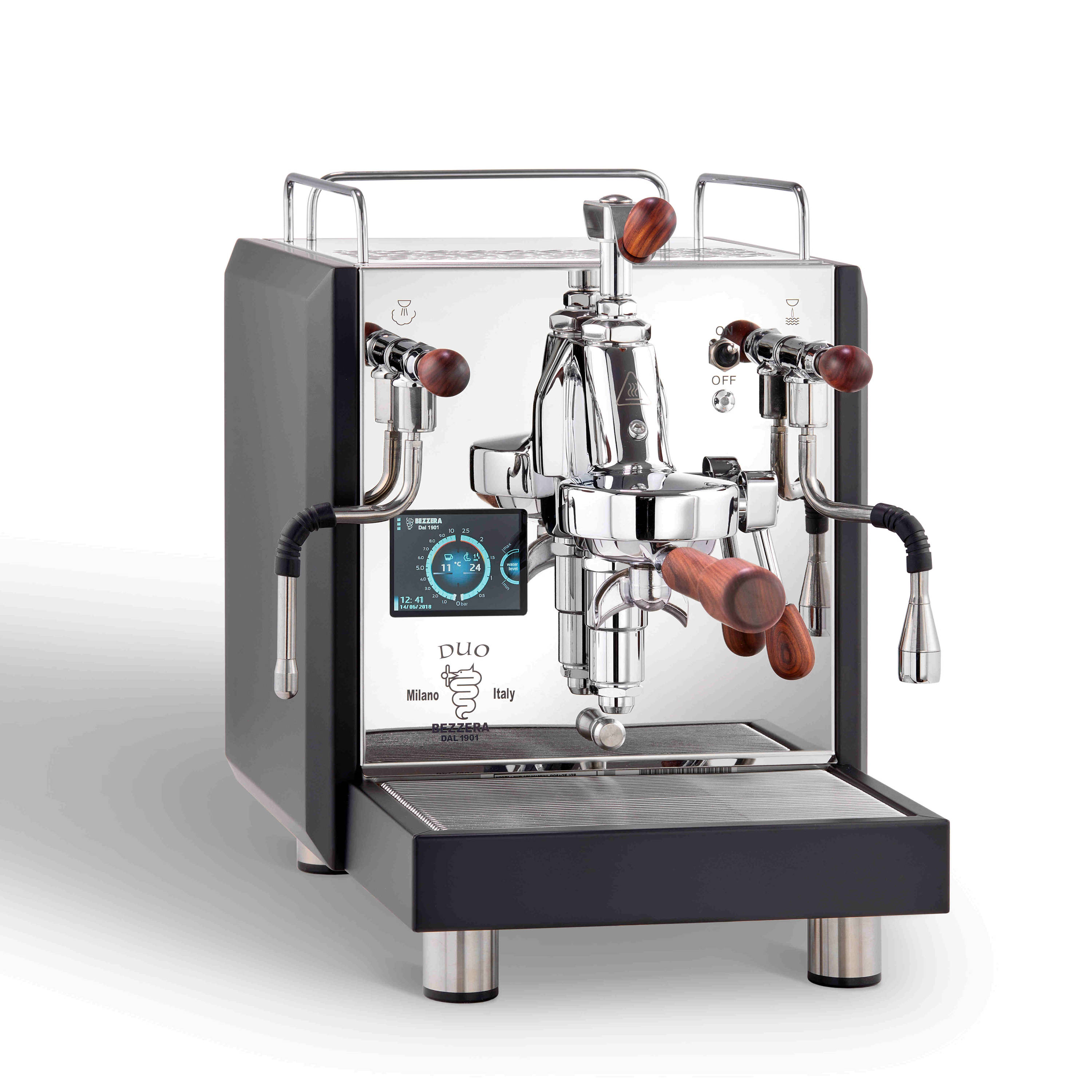 Bezzera DUO MN Schwarz Profiling Espressomaschine Frontansicht
