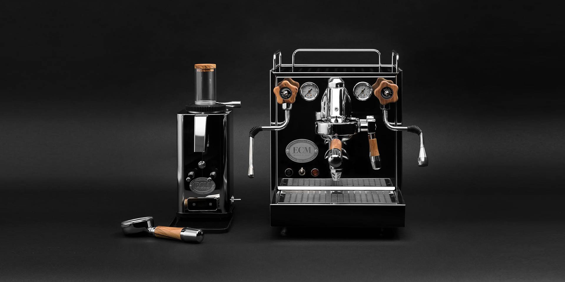 Wiedemann Siebträger und Kaffeemühlen Styling mit Echtholz - tolles Design und Haptik