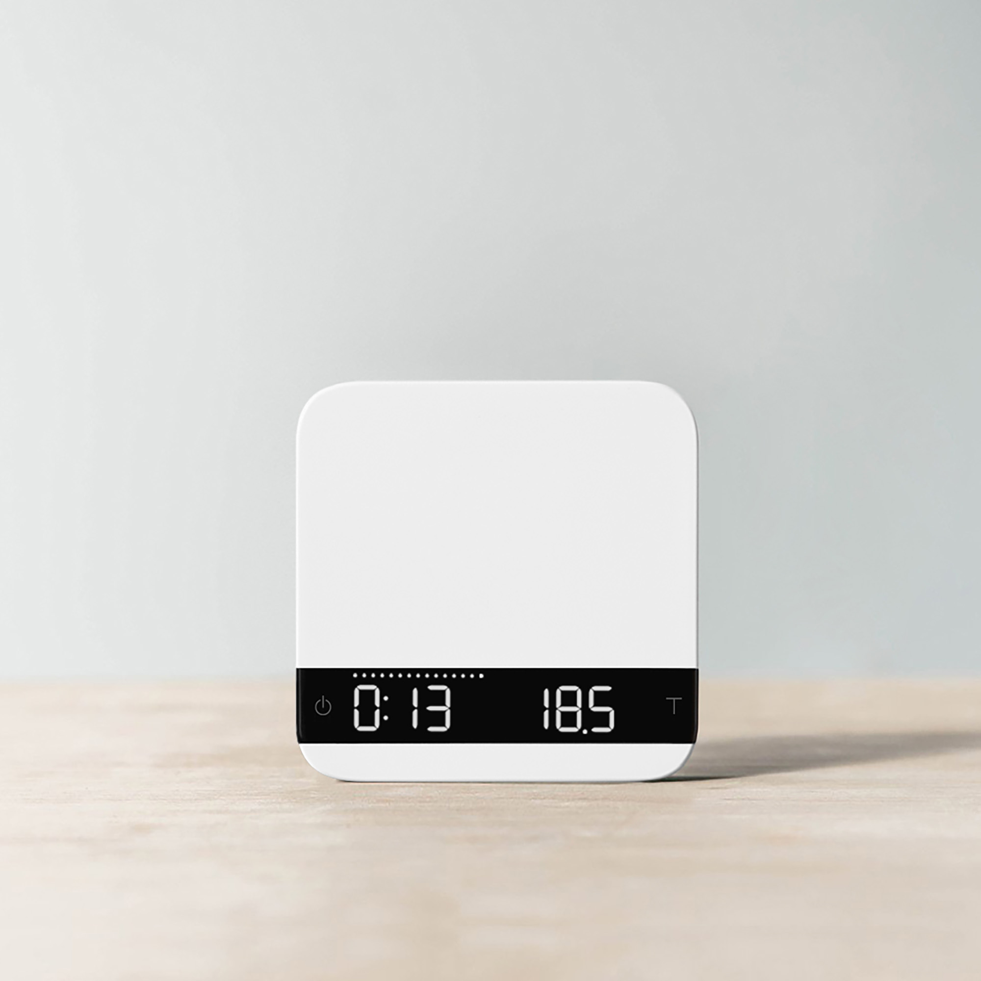 Acaia Lunar Waage weiss AL010 Detalansicht Display an