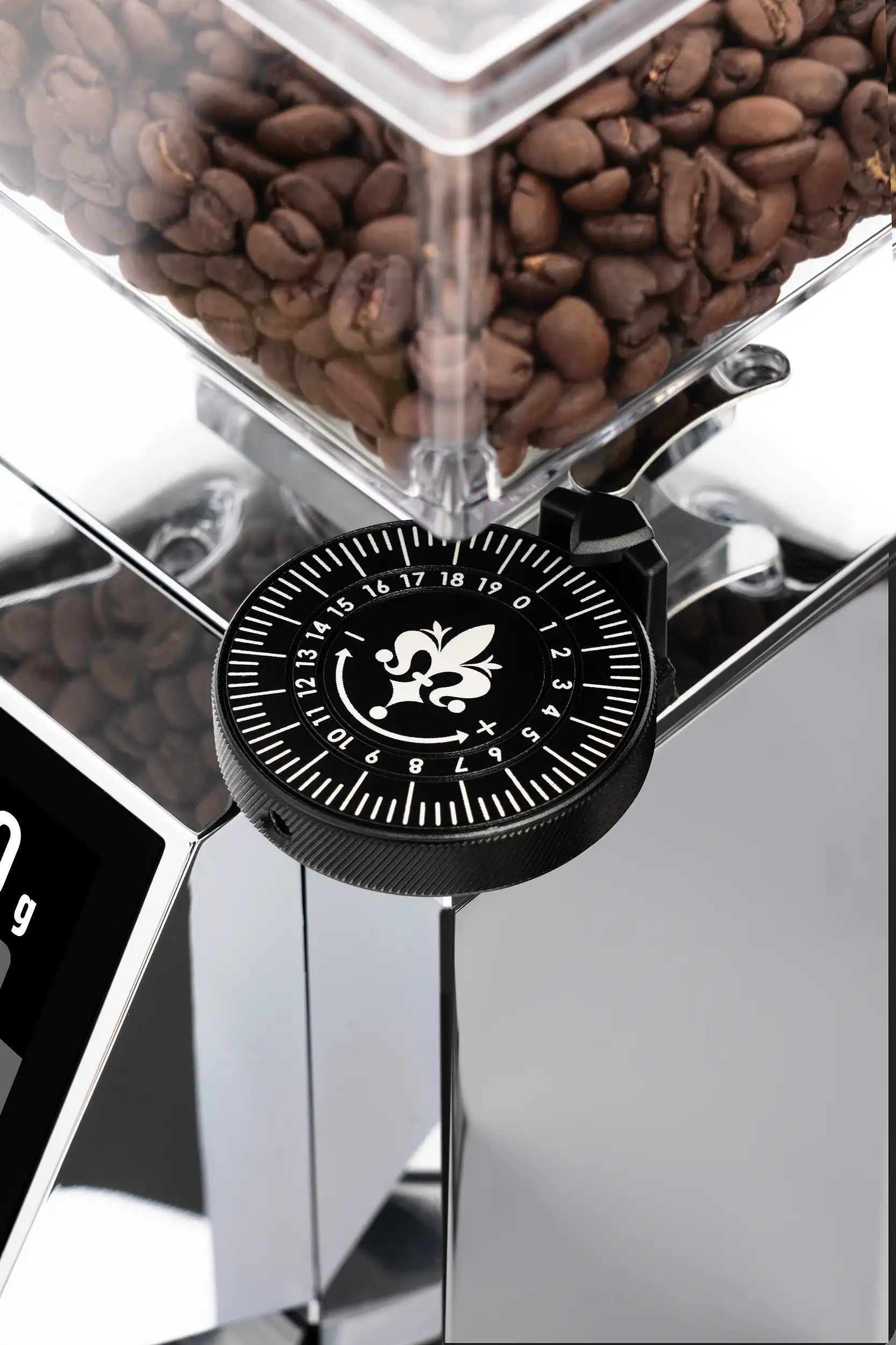 Eureka Mignon Stark W 65 Chrom Grind by Weight Detailansicht King Size Dial