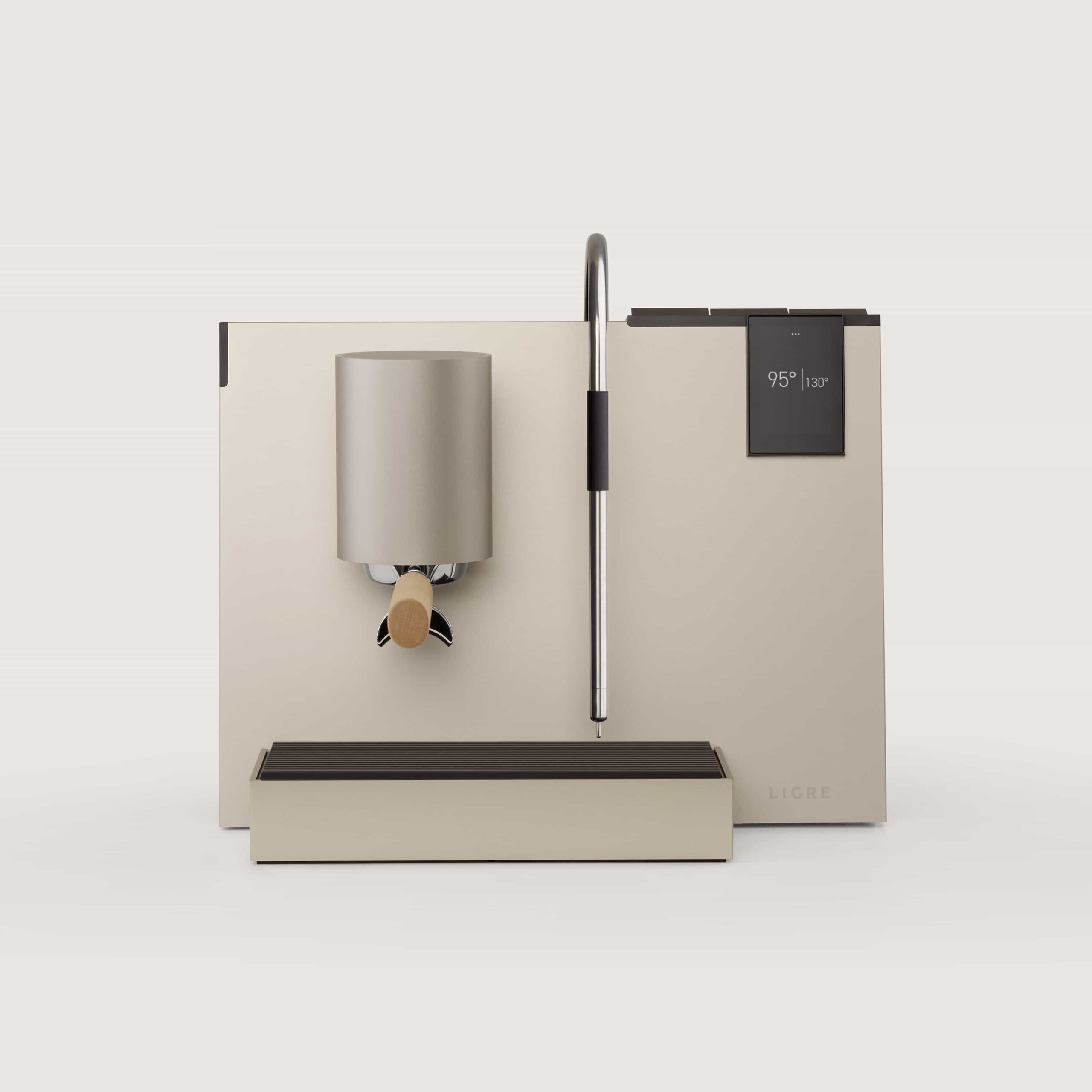 LIGRE Youn Espressomaschine Silber Beige Frontansicht