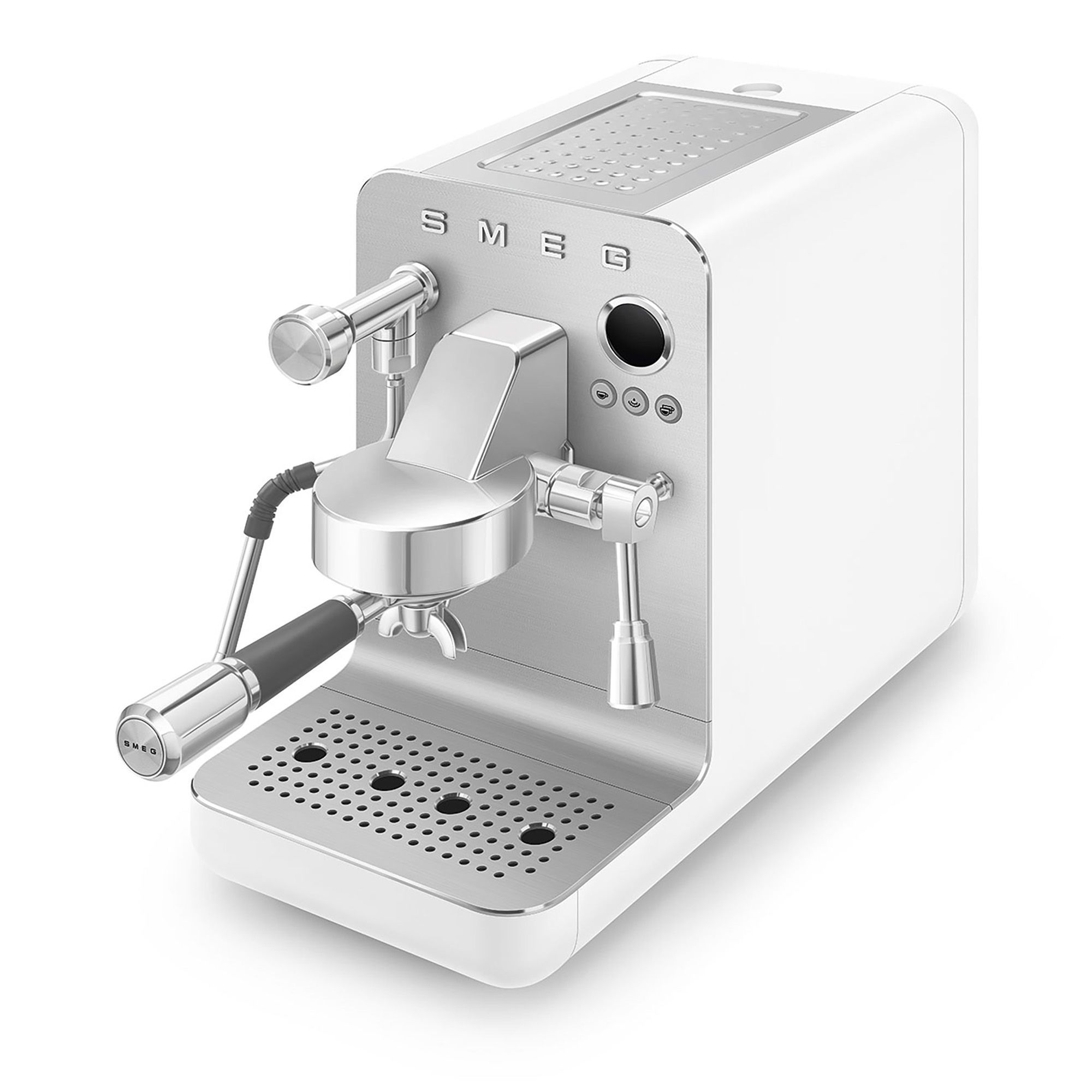 SMEG Mini Pro Espressomaschine Weiss Schrägansicht oben