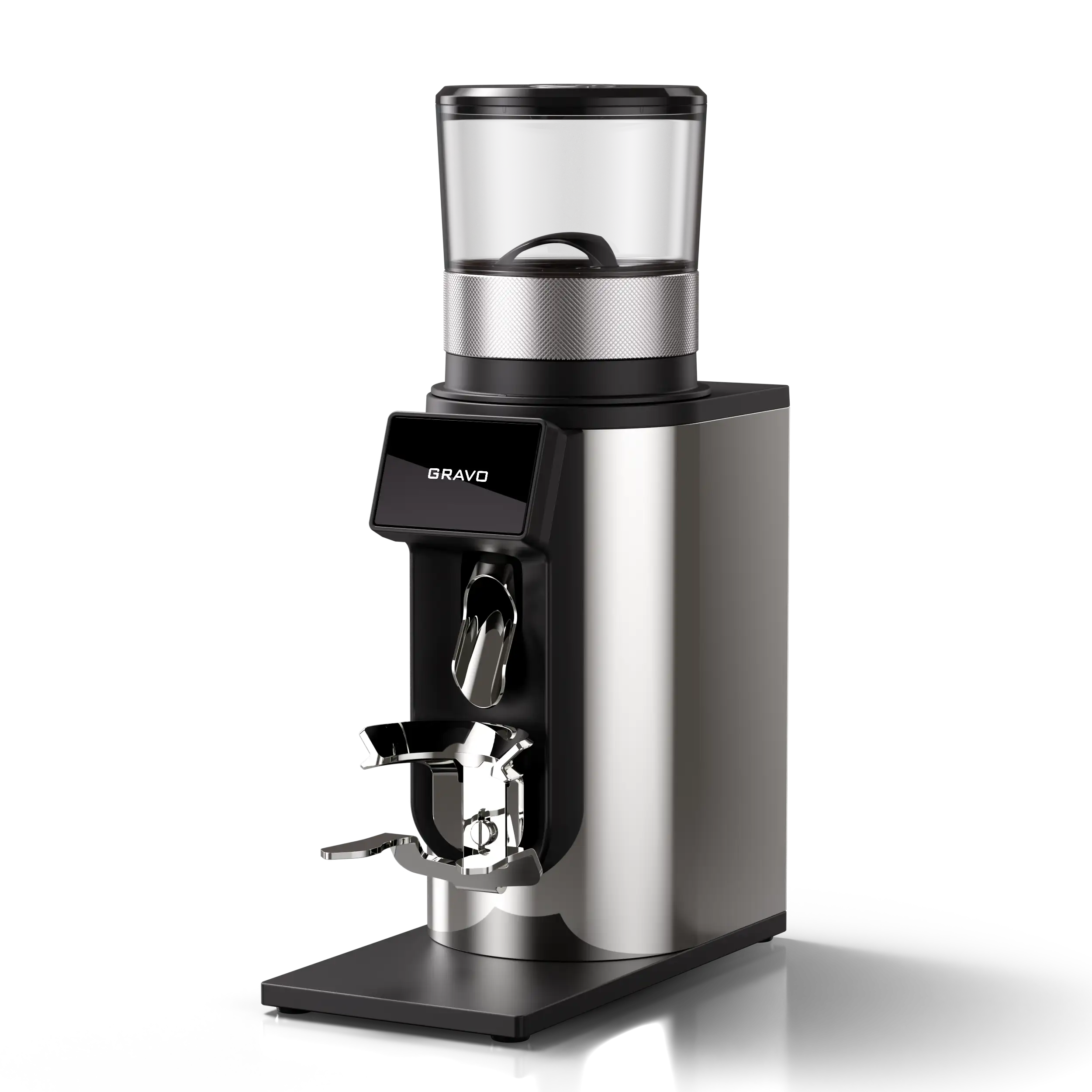 Rocket Gravo GbW Kaffeemühle Chrom Schrägansicht