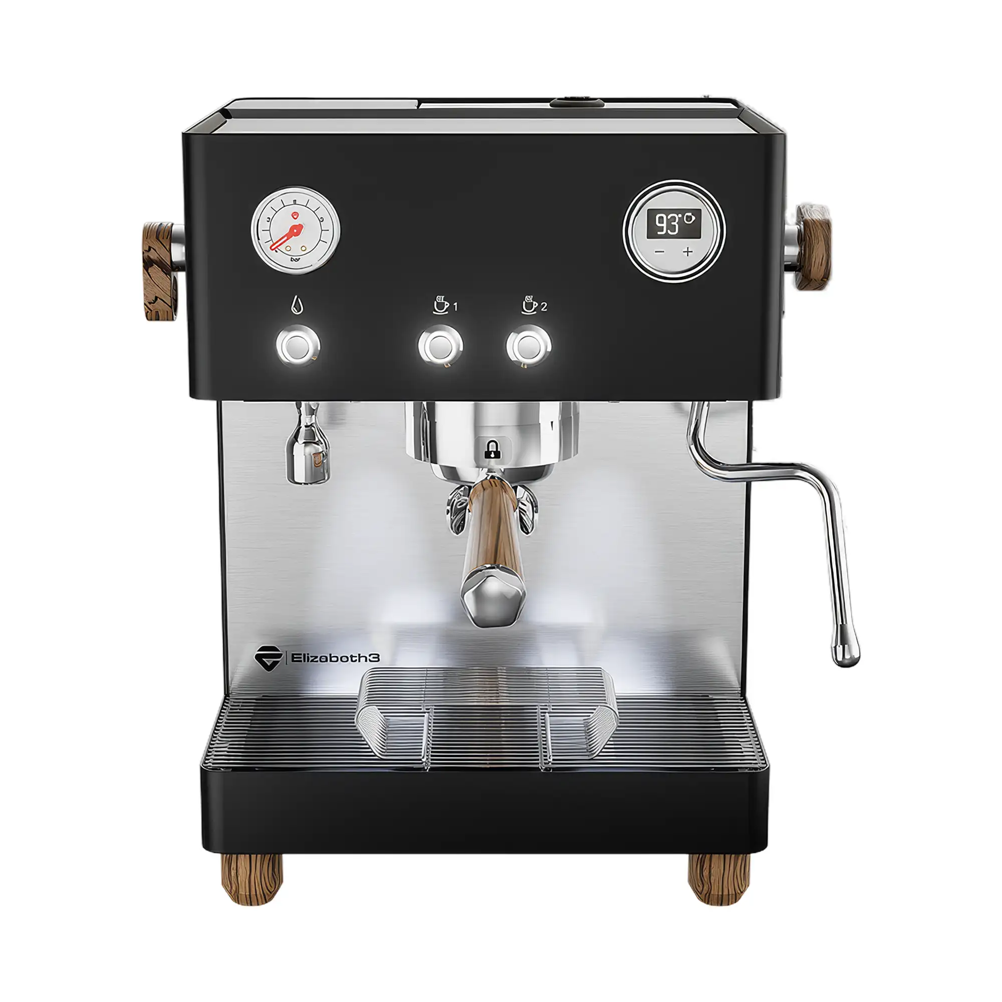 Lelit Elizabeth 3 Dualboiler Espressomaschine Schwarz Frontansicht
