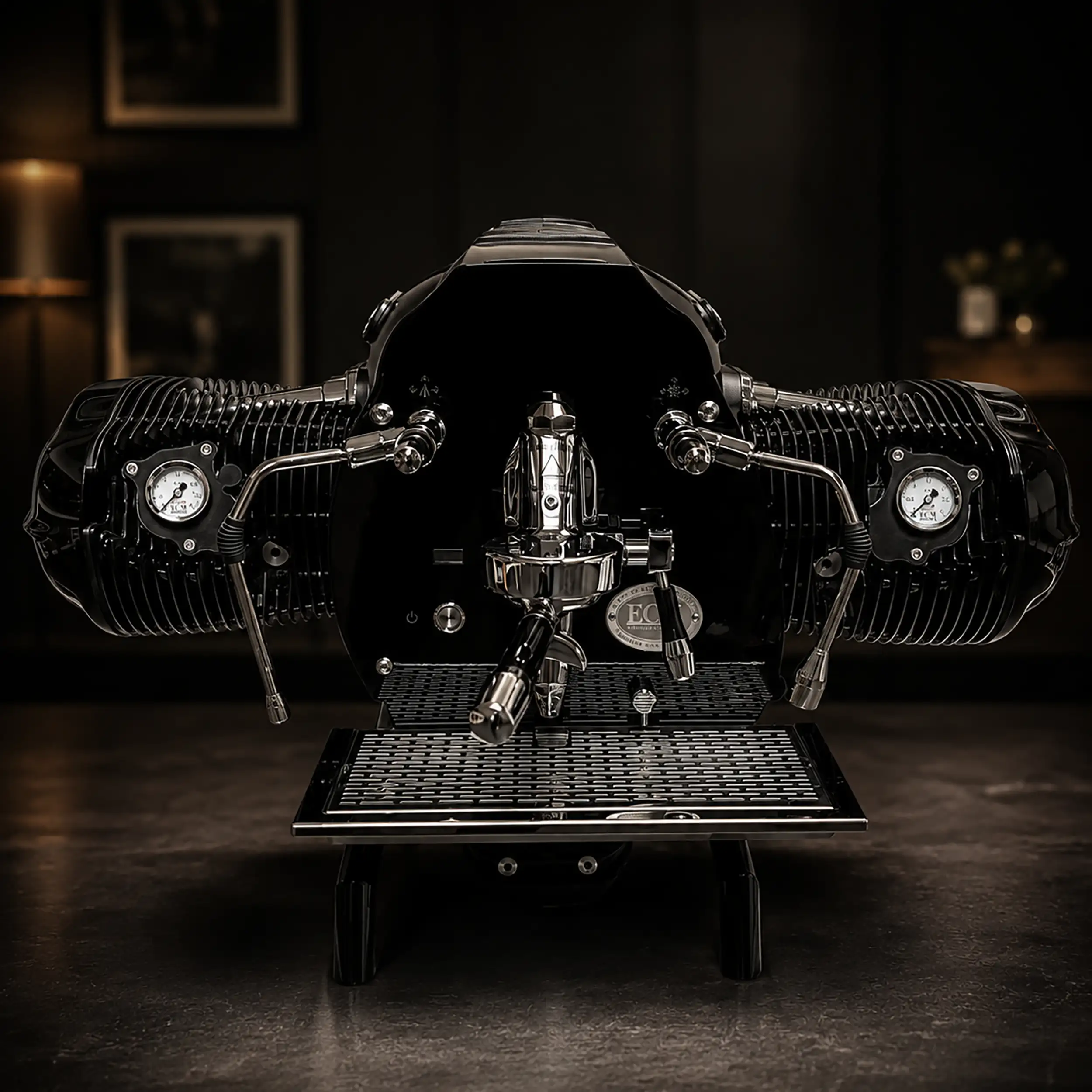 ECM Big Coffee Boxer Limited Edition BMW R18 Espressomaschine Frontansicht