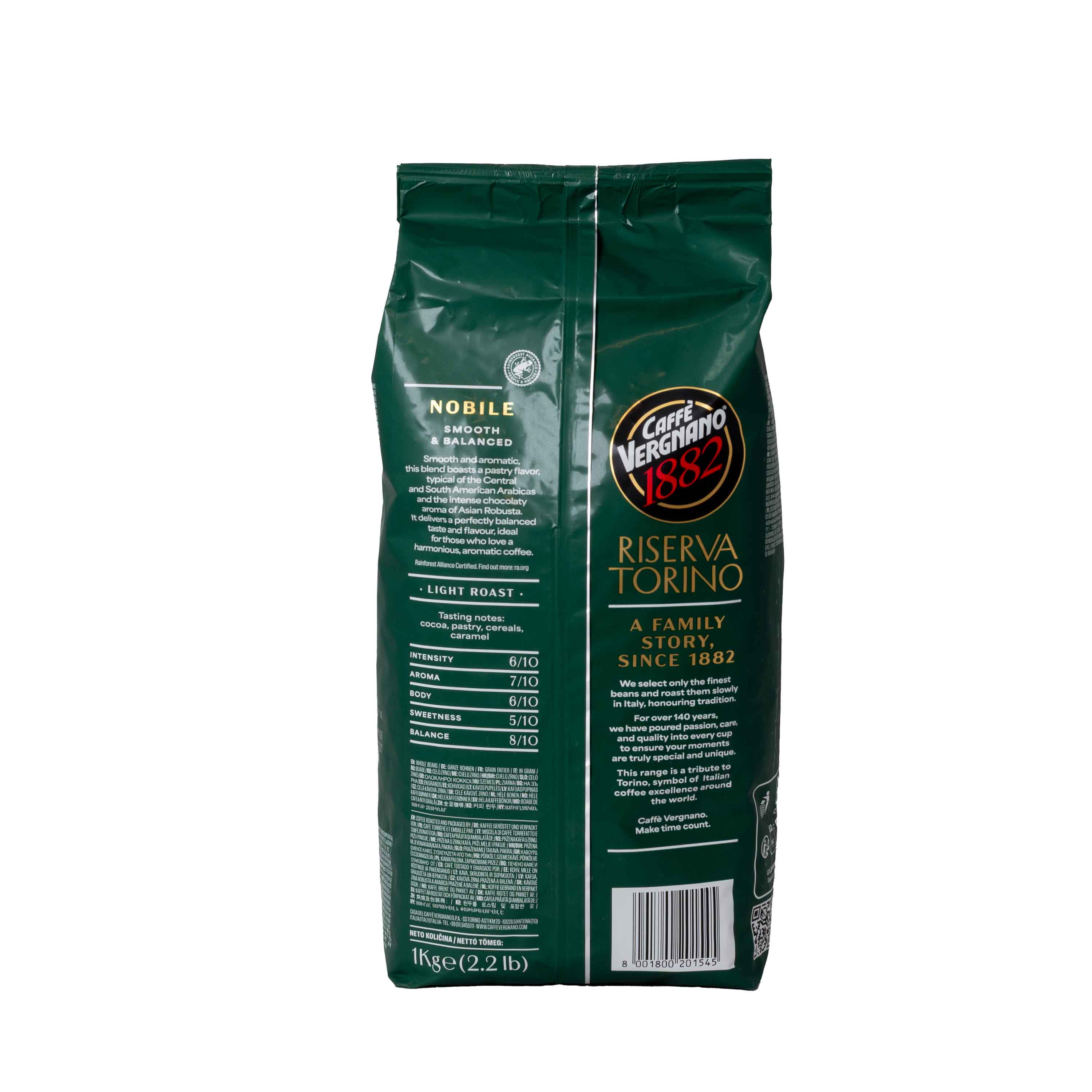 Caffe Vergnano Riserva Torino Nobile 1kg Rückseite