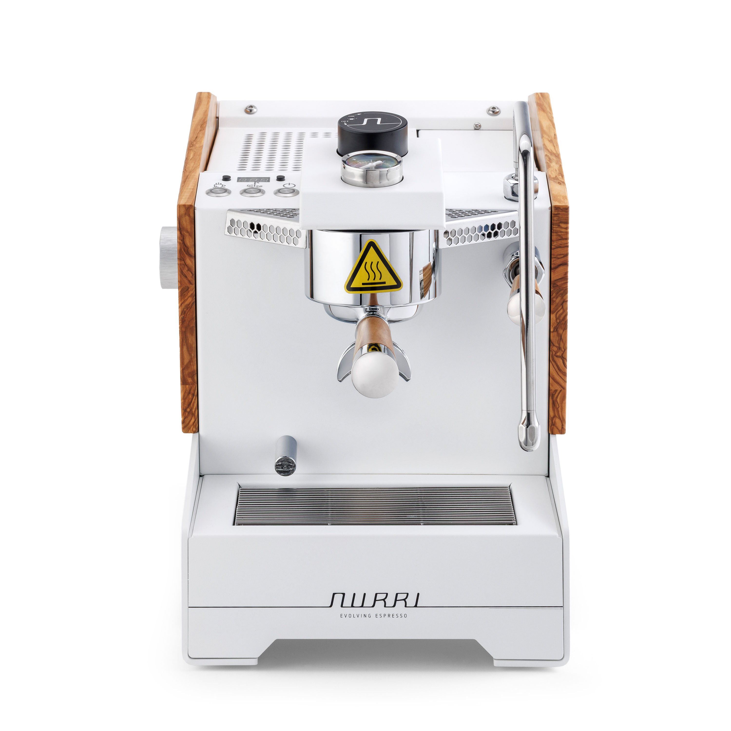 Nurri R-Type DB Espressomaschine Weiss-Olive Frontansicht