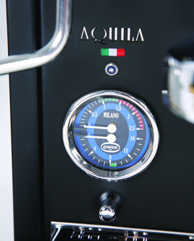 Quickmill New Aquila 0986 Rota PID Schwarz Detailansicht Manometer