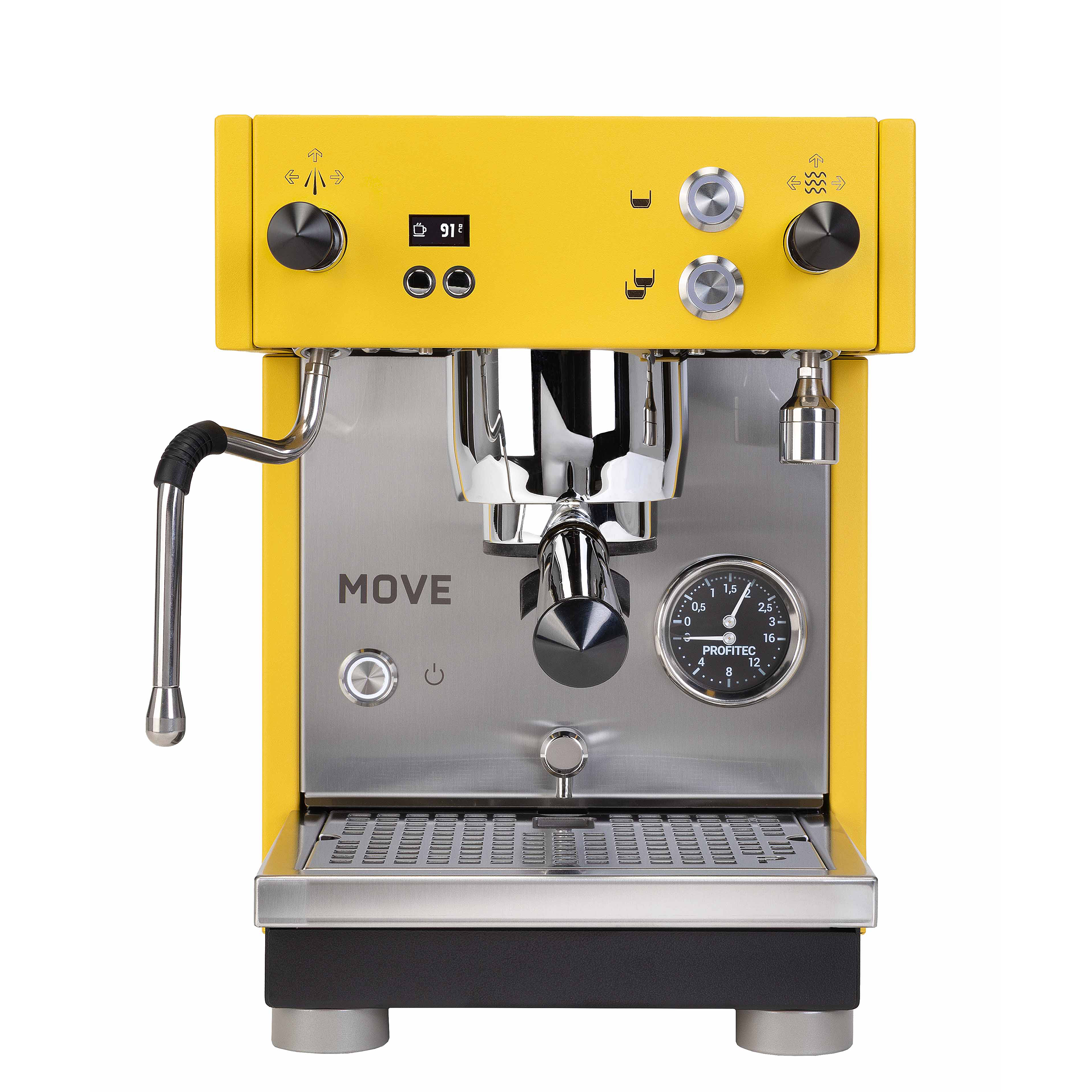 Profitec Move 2.0 Gelb chwarz Brew by Weight Espressomaschine Frontansicht