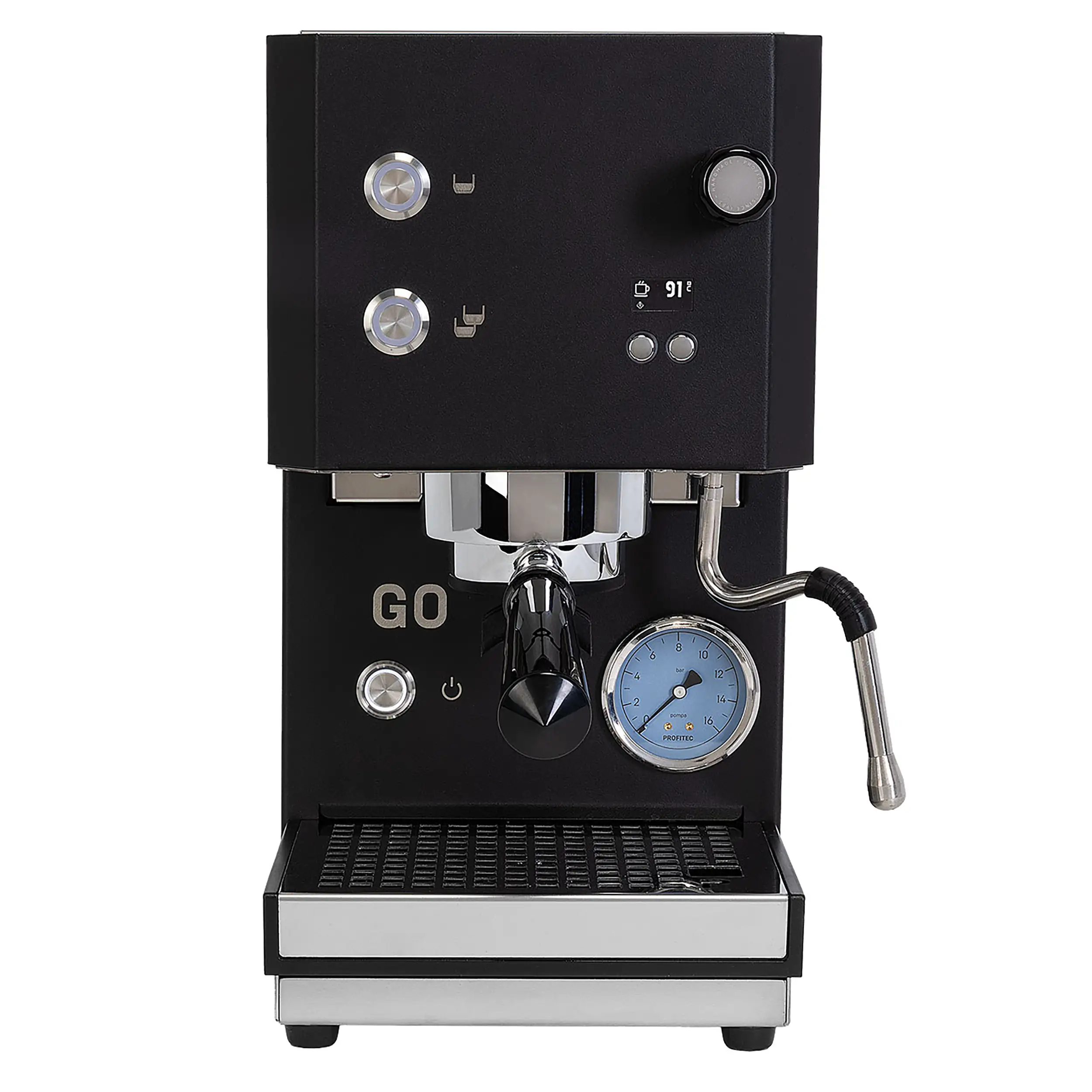 Profitec GO 2.0 Schwarz Espressomaschine Frontansicht