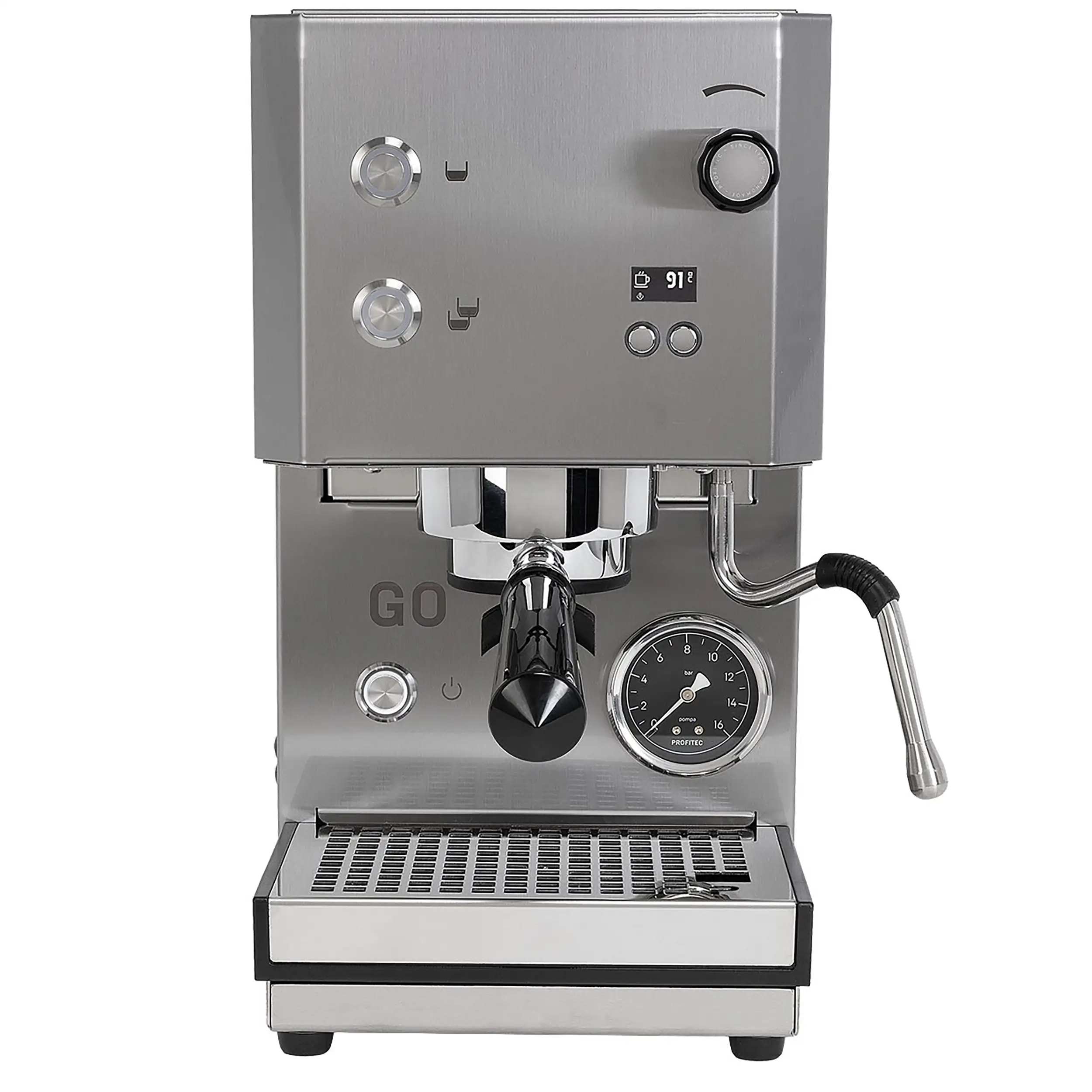Profitec GO 2.0 Satiniert Espressomaschine Frontansicht